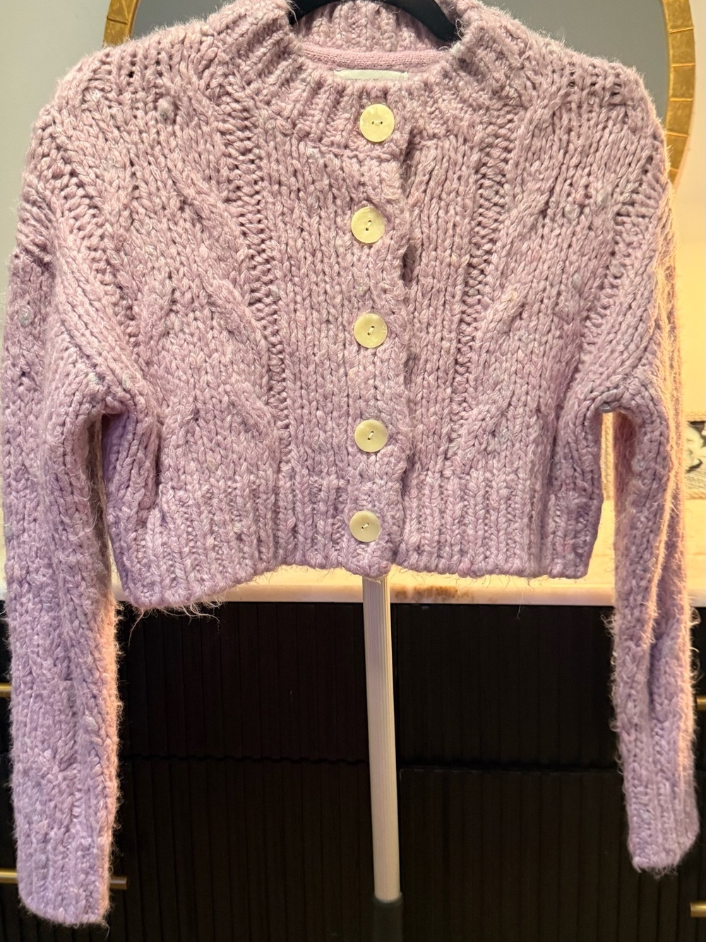 Urban Outfitters Lavender Chunky Cable Knit Button Cardigan